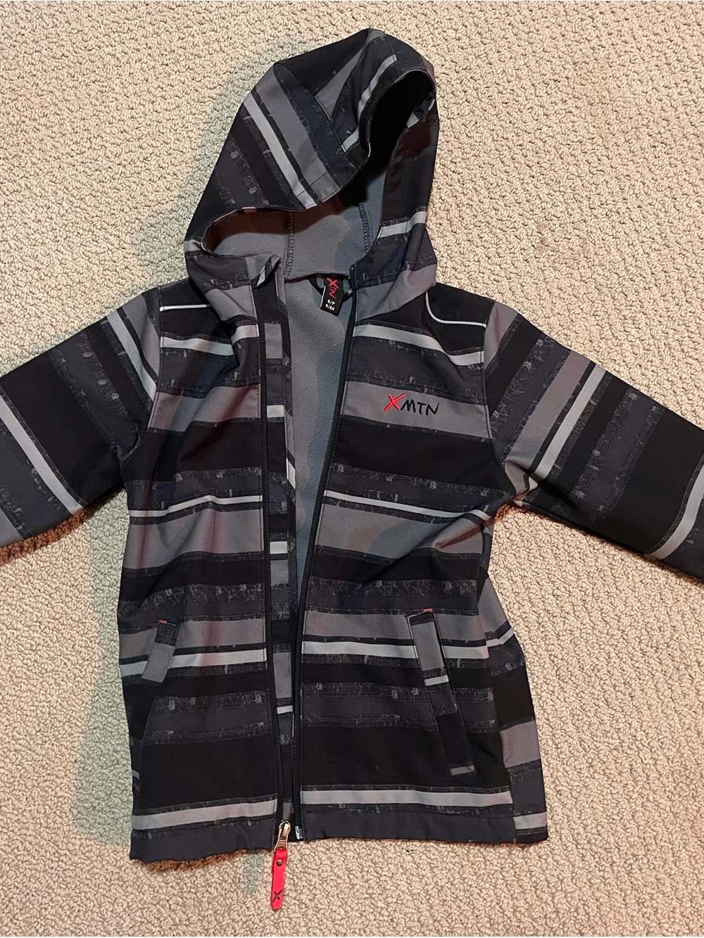 Kids' Black & Gray Striped Hooded Jacket